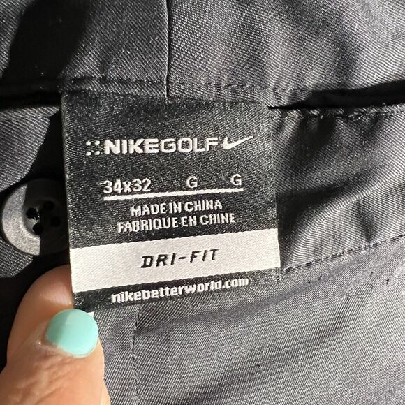 Nike Golf Dri-Fit Pants Mens 34x32 Black‎ Flat Front Poly Blend Straight Leg Zip - Picture 13 of 16